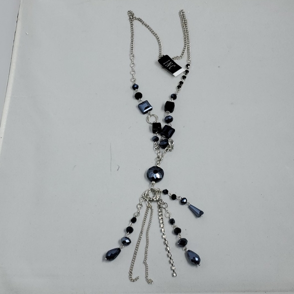 I.N.C. silver hematite chain necklace with rhinestone - Picture 2 of 5